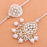White Bhaiya Bhabhi Pearl And Stone Work Latkan Rakhi
