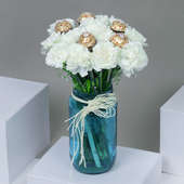 White Carnation Rocher Bouquet