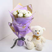Bouquet With Cute Teddy Bear for Valentine