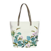Side View of white Floral Handbag for Her