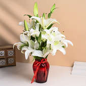 White Lily N Glass Vase