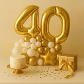 White N Gold Balloon Decor For Milestones