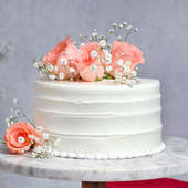 White & Pink Blooms Cake with Same Day Delivery