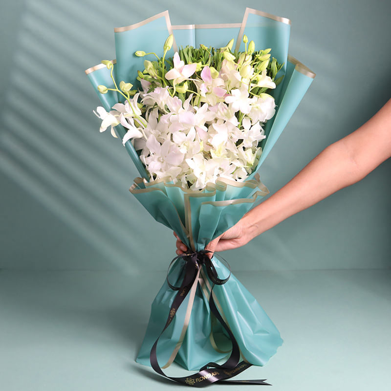 White Orchids In Seafoam Aura