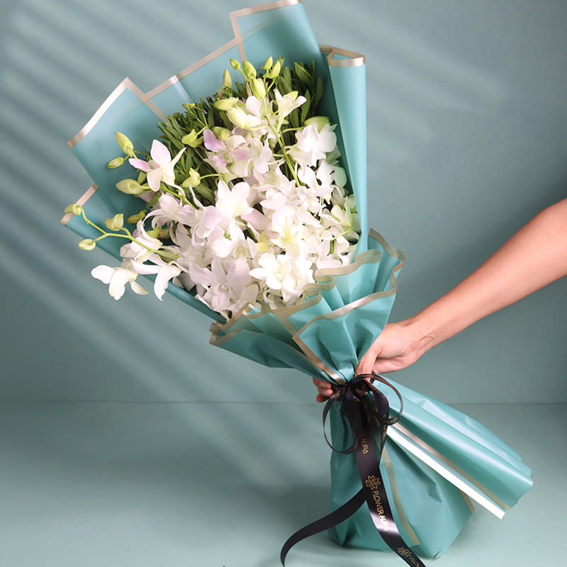 White Orchids In Seafoam Aura
