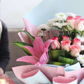 Close view - White Pink Floral Extravaganza Online 