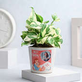 Mother's Dayt White Pothos In Personalised Pot Online