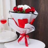 Buy White Red Romantic Arrangement Online - Bouquet Full View