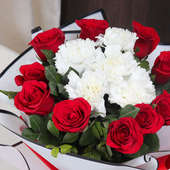 Shop White Red Romantic Arrangement Online - Flower Close View
