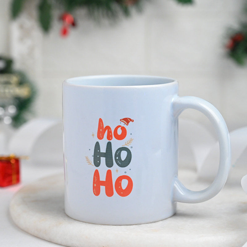 Side View of White Santa Claus Mug