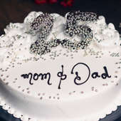Order Online White Silver Cake for Mom and Dad