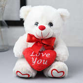 White Teddy With Heart - Same Day Valentine Delivery