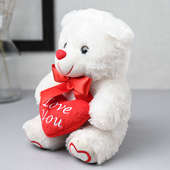 White Teddy With Heart - Cute Valentines day gift