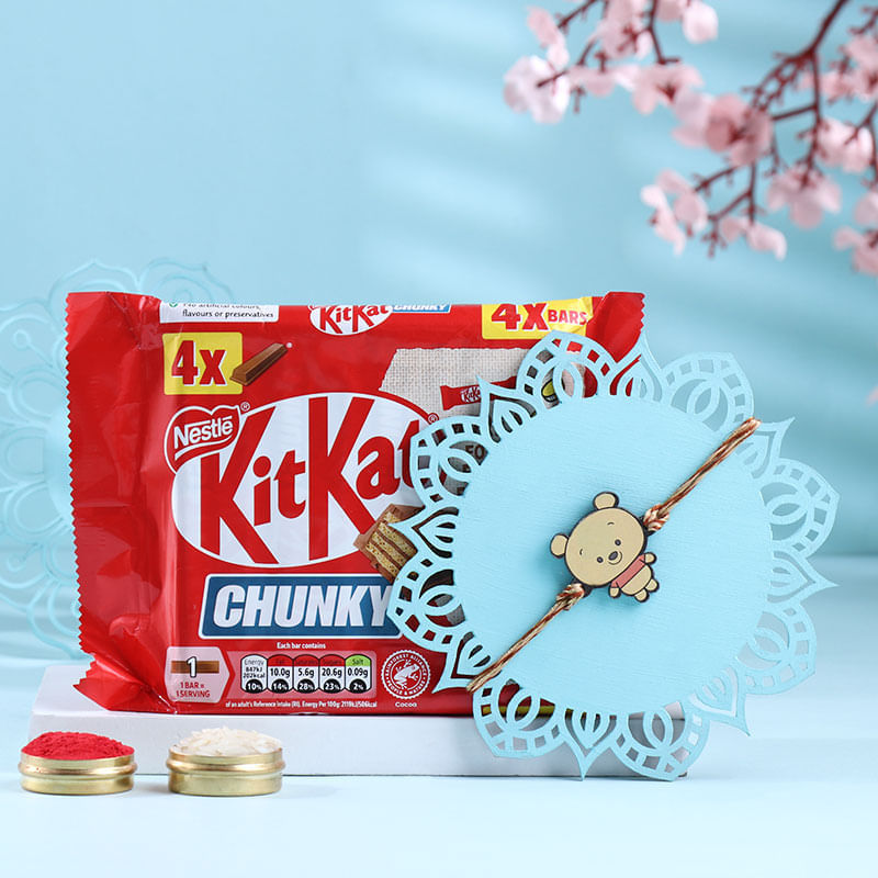Winnie The Pooh Rakhi With Chocolate