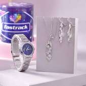 Women Watch N Jewellery Set For Valentines Day