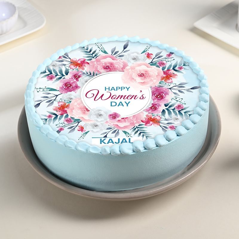 Womens Day Floral Photo Cake