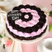 Womens Day Pink N Black Swirls Cake
