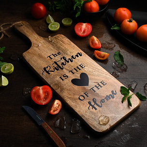 Wooden Chopping Board With Print Quote