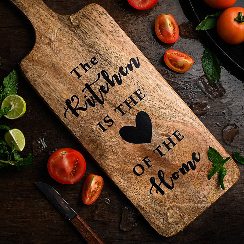 Wooden Chopping Board With Print Quote for Her/Him