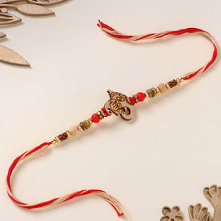 Wooden Ganesha Beads Rakhi
