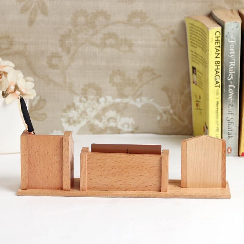 Wooden Office Essentials Organiser Gifts 