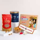 Wooden Plank With Rakhi Almonds N Salted Caramel Popcorn