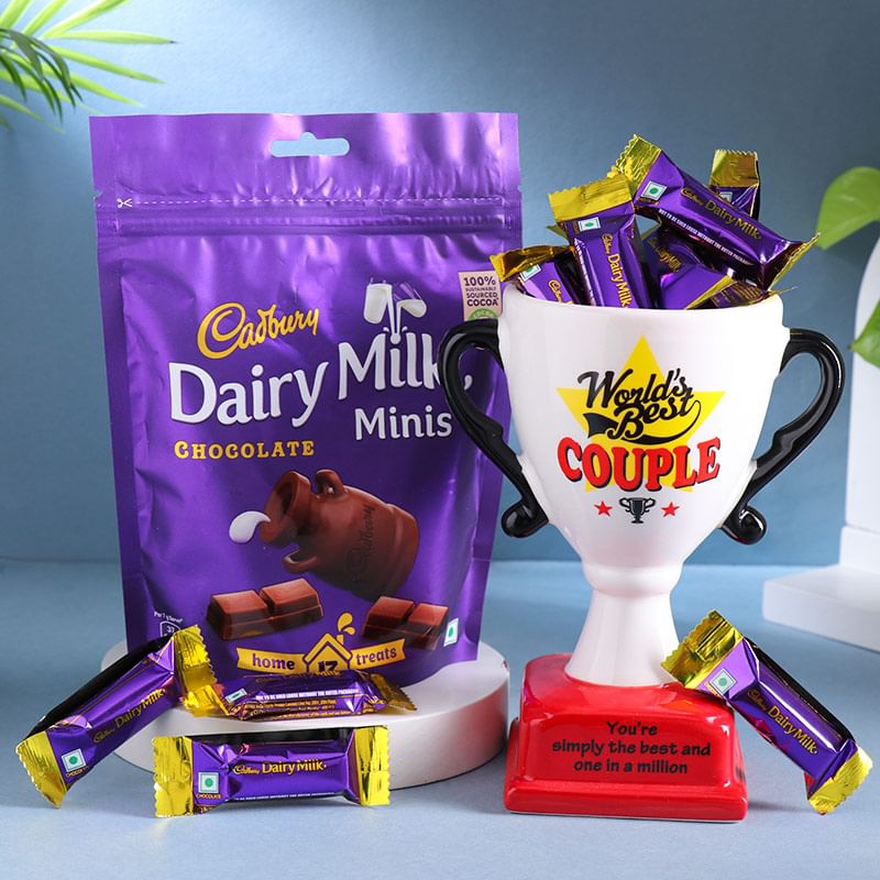 Worlds Best Couple Trophy and Dairy Milk Chocolate Gift Box