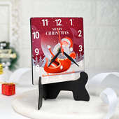 Front View of Christmas Themed Santa Claus Tabletop Clock
