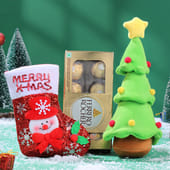 Xmas Tree Plushie With Sock N Chocolates