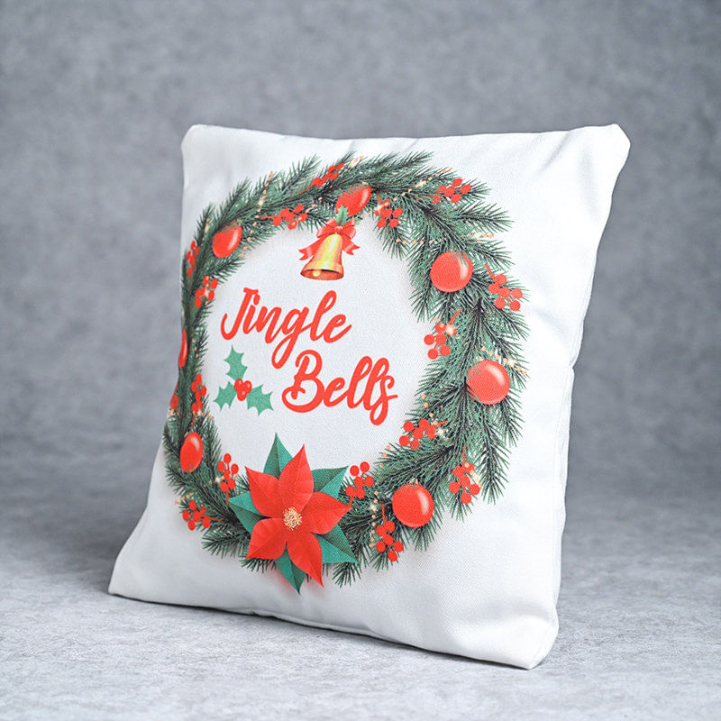 Side View of Xmas Wreath Print Cushion