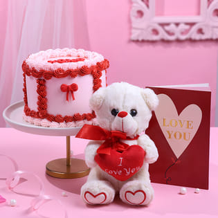 XOXO Choco Cake With Teddy N Love Card