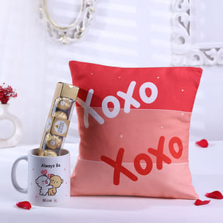 Xoxo Cushion With Be Mine Mug N Chocolate