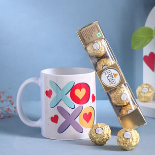 Xoxo Personalised Mug N Ferrero Rocher chocolate Gifts Box Combo