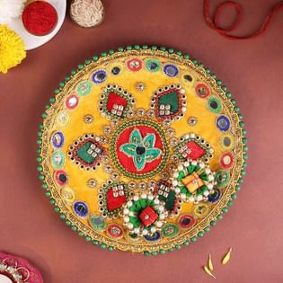 Yellow Designer Thali N Treats Festive Hamper