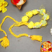 Yellow Floral Rakhi Set for Bhaiya Bhabhi