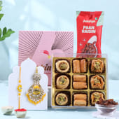 Yellow Kundan Bhai Bhabhi Rakhi N Gourmet Treats