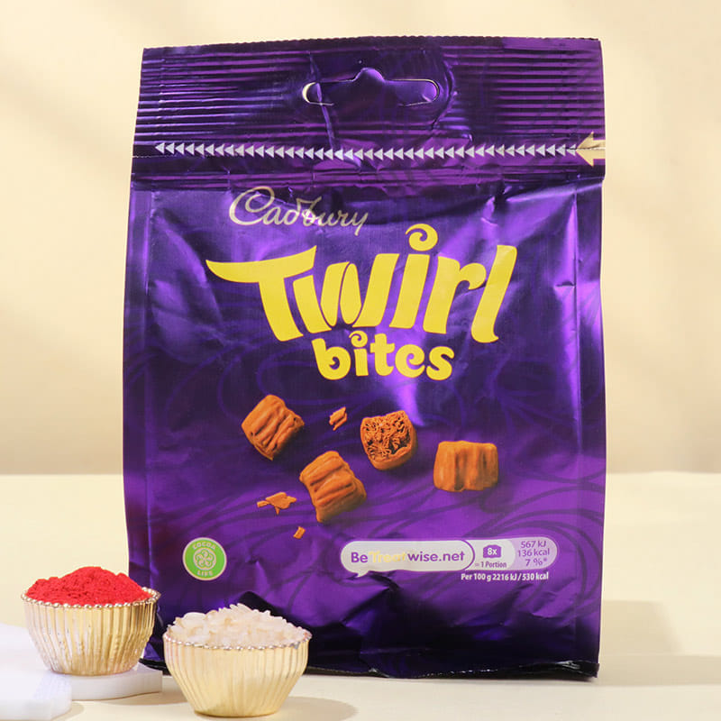 Yellow Lotus Rakhi N Choco Twirl Bites