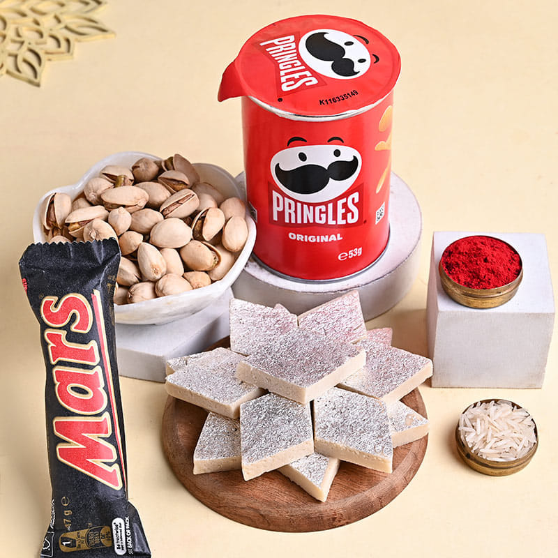 Yellow Lotus Rakhi N Treats Hamper