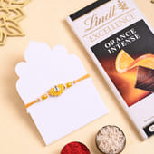 Yellow Lotus Rakhi With Chocolate Bar