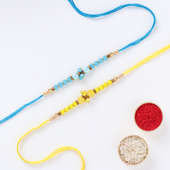 Set of 2 Yellow N Blue Beads Rakhi