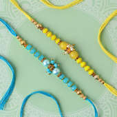 Set of 2 Yellow N Blue Beads Rakhi