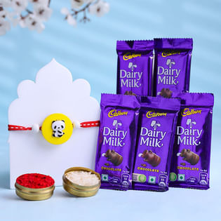 Yellow Panda Kids Rakhi With Five Dairy Milk
