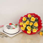 Yellow Roses N Cake Combo