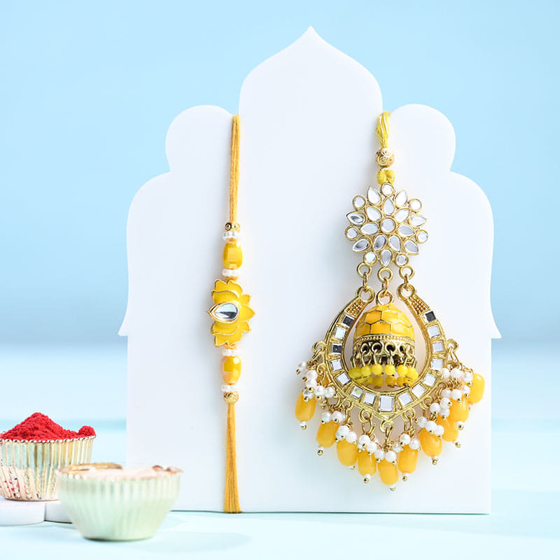 Yellow Stones Bhai Bhabhi Rakhis N Treats Hamper