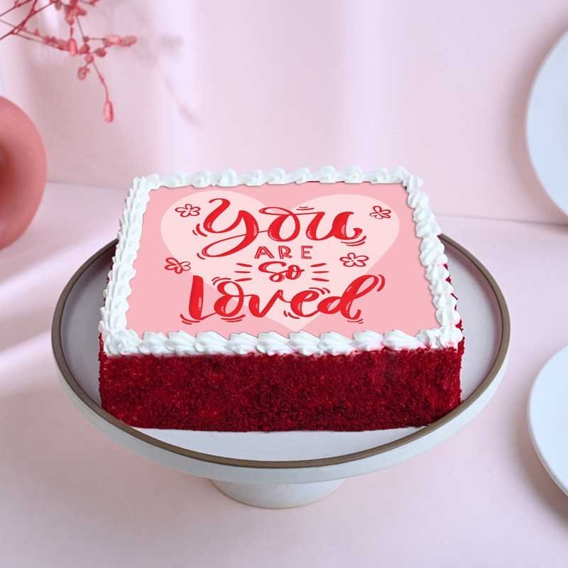 You Are Loved Red Velvet Poster Cake