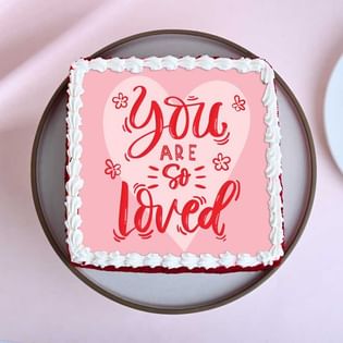 You Are Loved Red Velvet Poster Cake