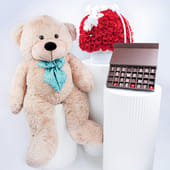 You Are My Heart Chocolates With Blooms N Teddy