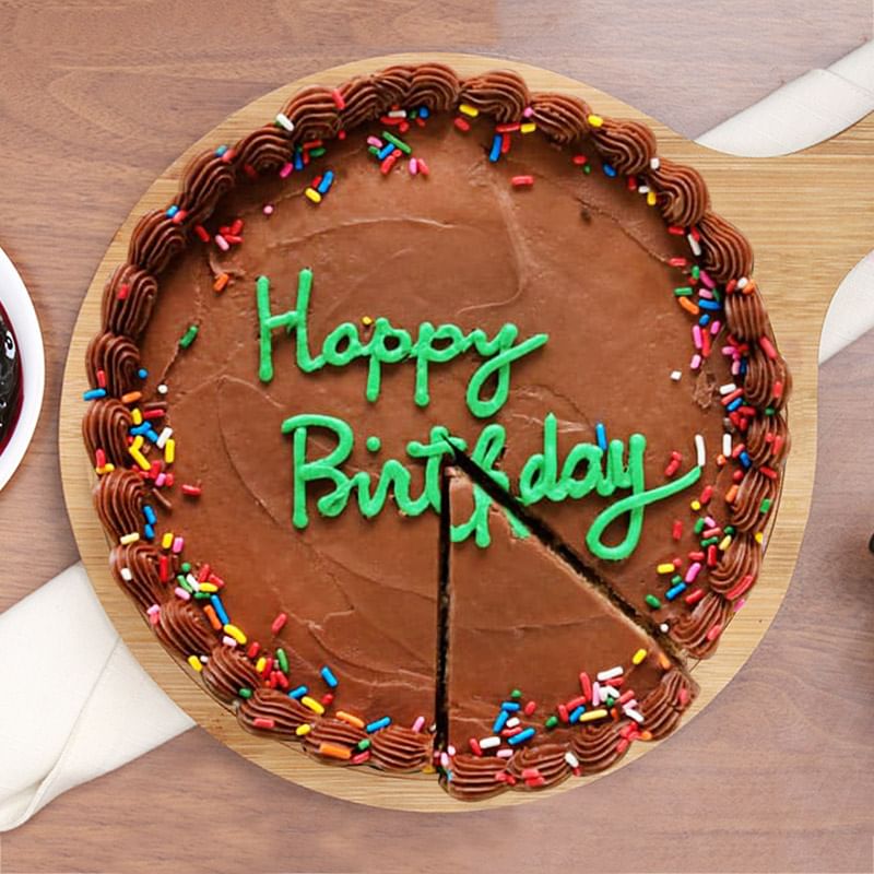 Top view of Happy Birthday Chocolicious Cake