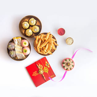 Zardosi Rakhis With Kaju Katli Mathri N Chocolates