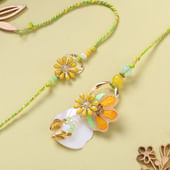 Zari Work Floral Bhaiya Bhabhi Rakhi Set